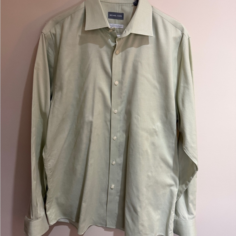 Michael Kors Men’s Large Dress Shirt Light Green 16 1/2 34/35